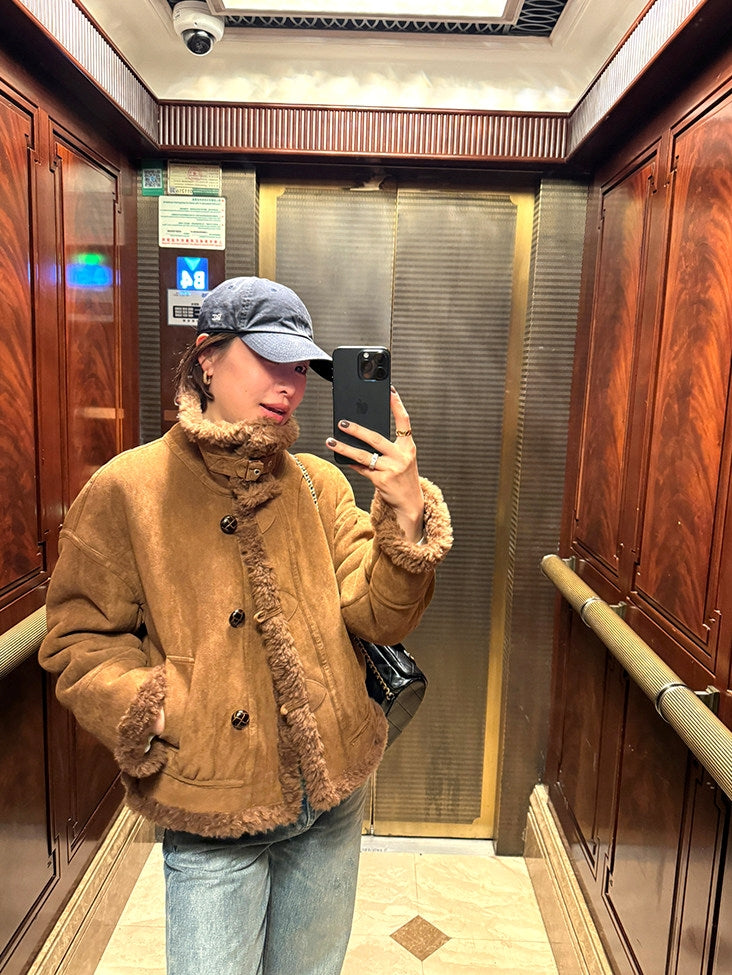 Stand-collar short-length jacket_BDHL8126