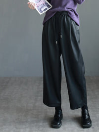 PU Leather Draped Straight Pants_BDHL6869