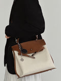 Contrast Color Structured Leather Shoulder Tote_BDHL7453
