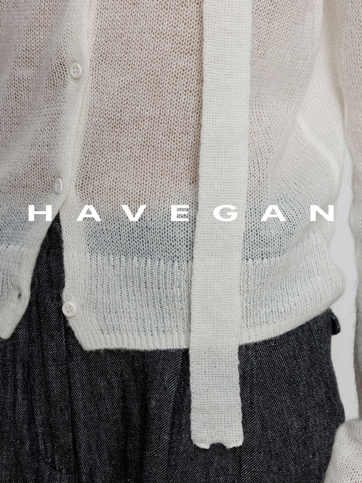 V-Neck Sheer Knit Cardigan_BDHL7783