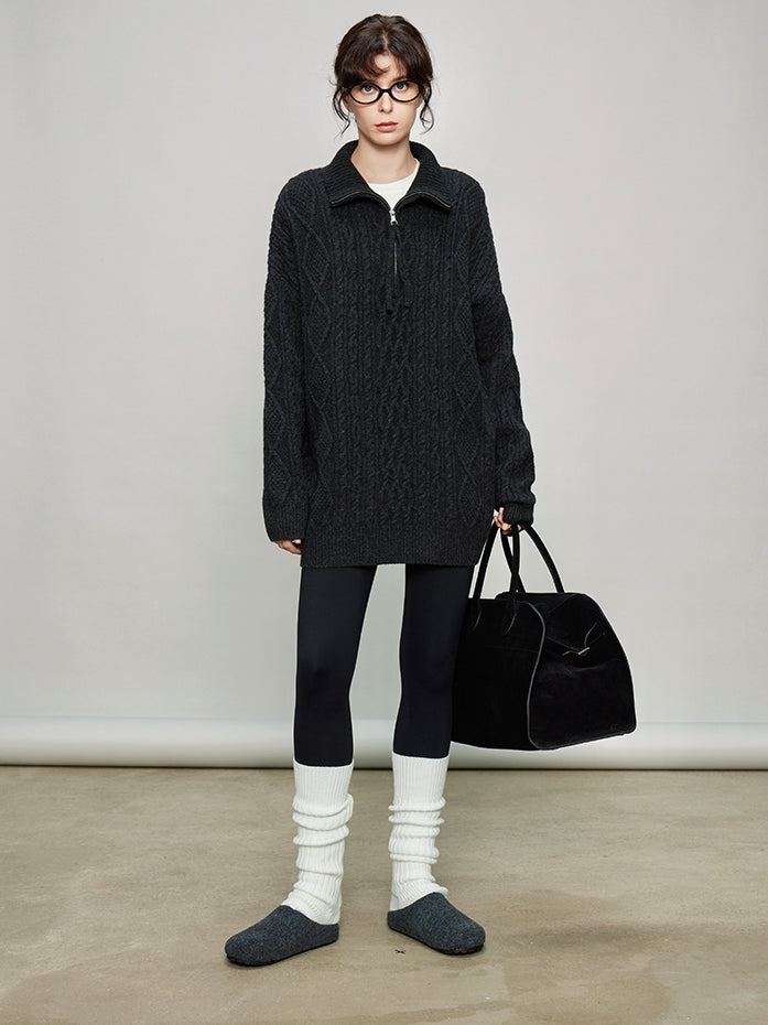 Stand Collar Half-Zip Tops_BDHL7936