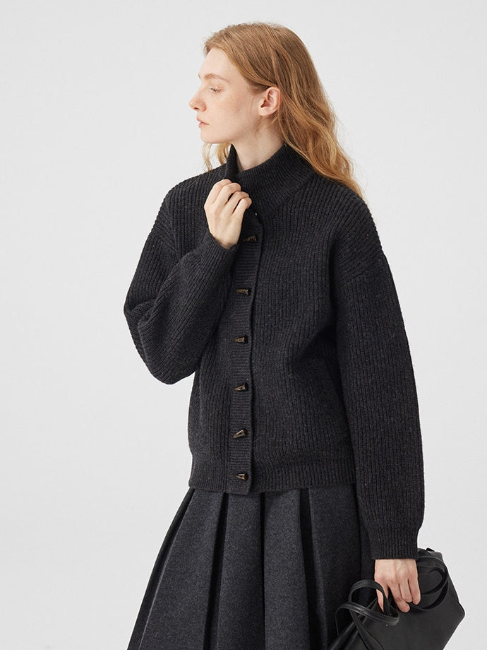 立領羅紋針織開襟衫_BDHL8117