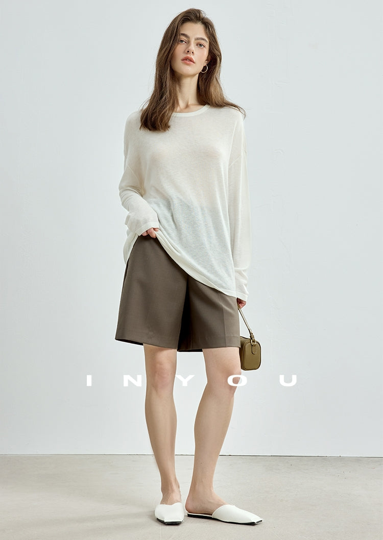 Round-Neck Loose-Fit Knit Tops_BDHL7752