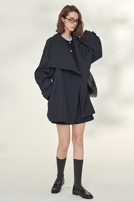 Tide Drawstring Short Trench Coat_BDHL7735
