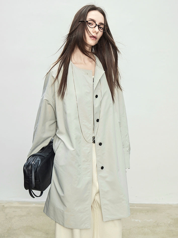 Collarless Long Windbreaker_BDHL7102