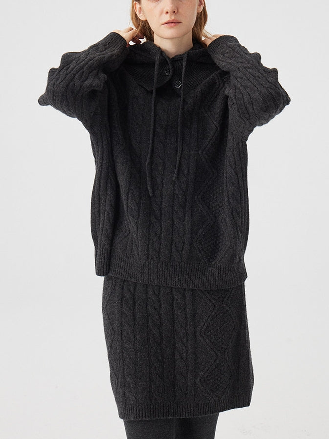 Cable Knit Tops Or Skirt Or Hood_BDHL8120