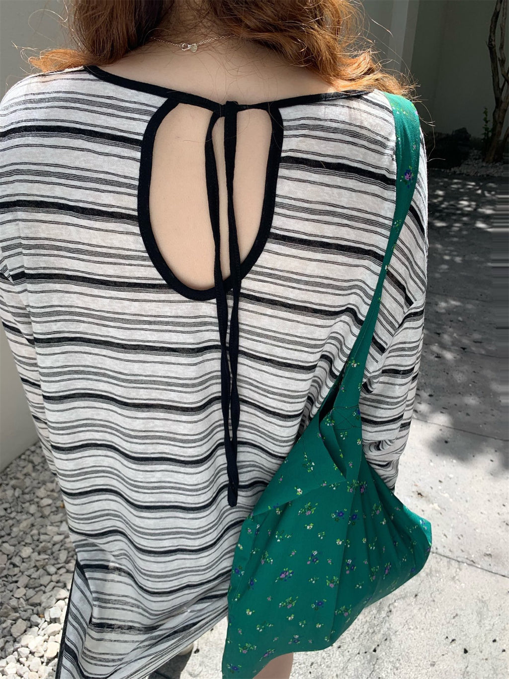 Back Tie Striped Tops_BDHL7613