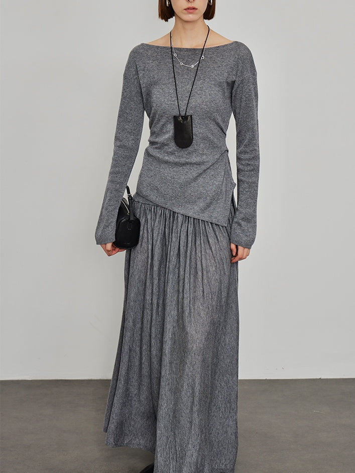 Knitted Slit Tops or Pleated Skirt_BDHL6450