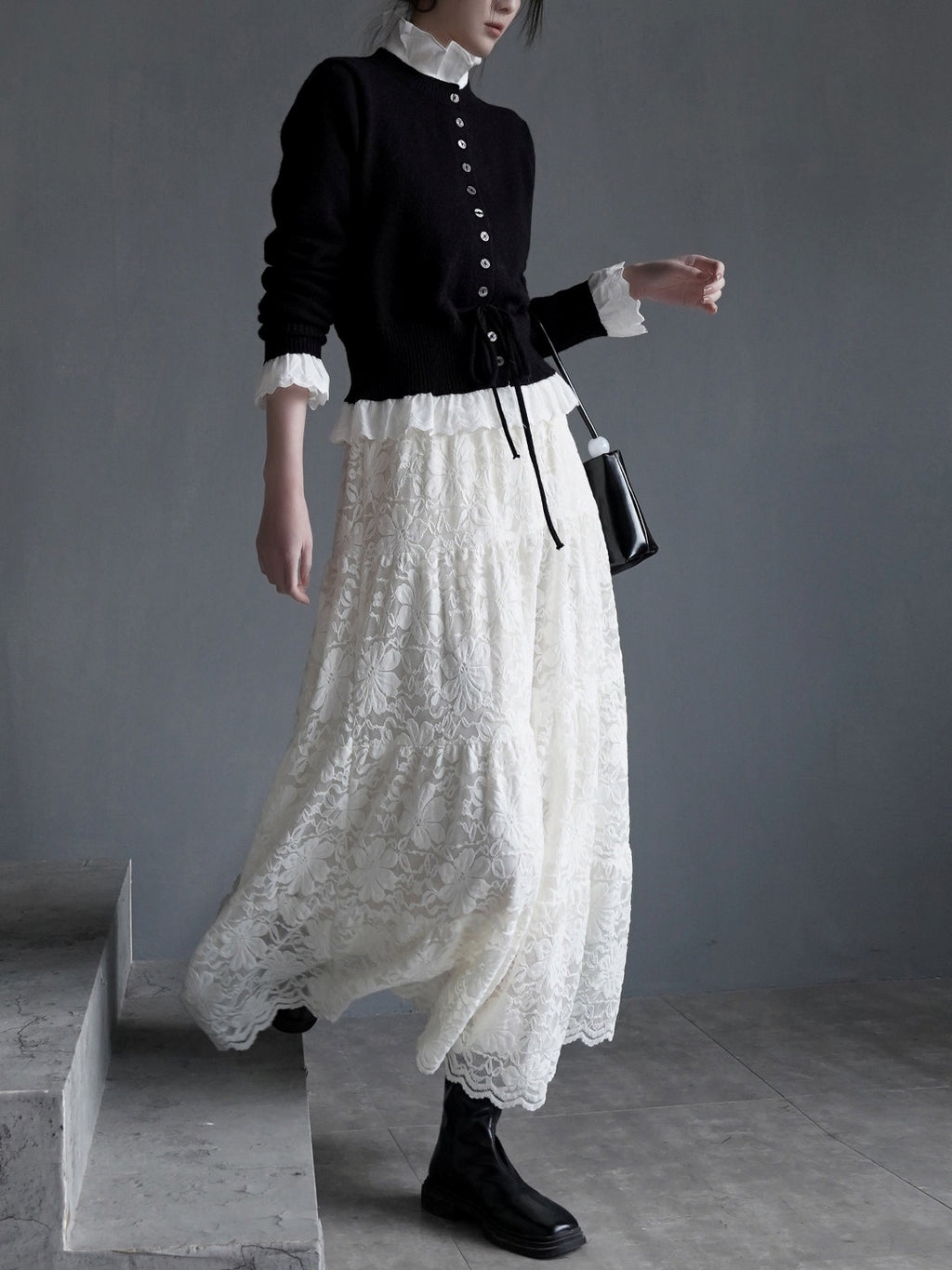 Embroidered Lace Skirt_BDHL8162