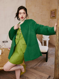 Green Tweed Jacket Or Skirt_BDHL6842