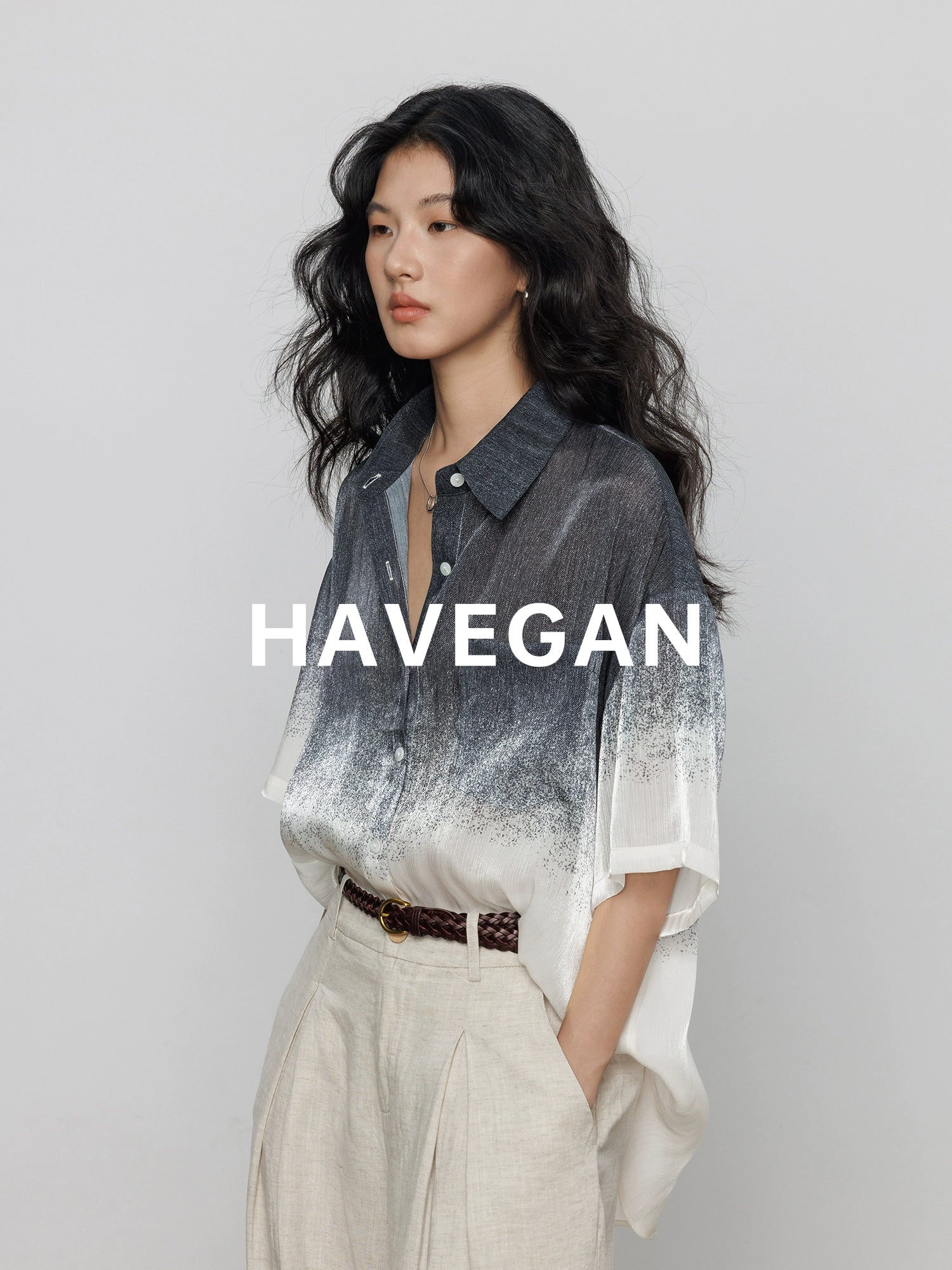 Gradation Print Short-Sleeved Shirt_BDHL7605