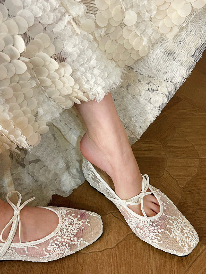 Lace Hollow Bowknot Shoes_BDHL7456