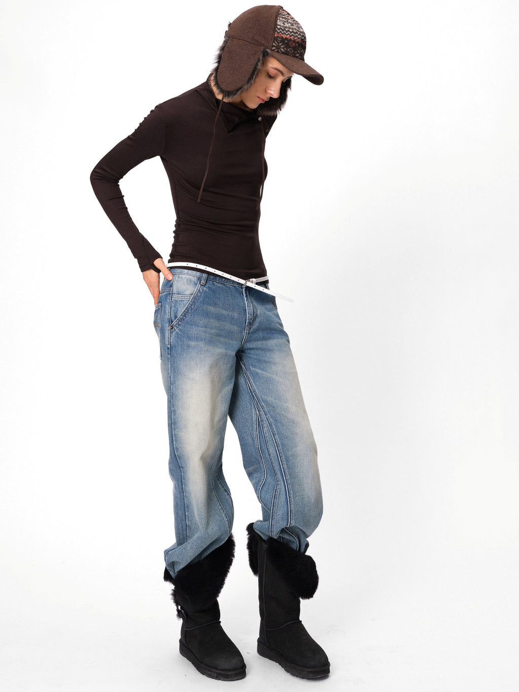 High-Neck Button Slim-Fit Tops_BDHL8105