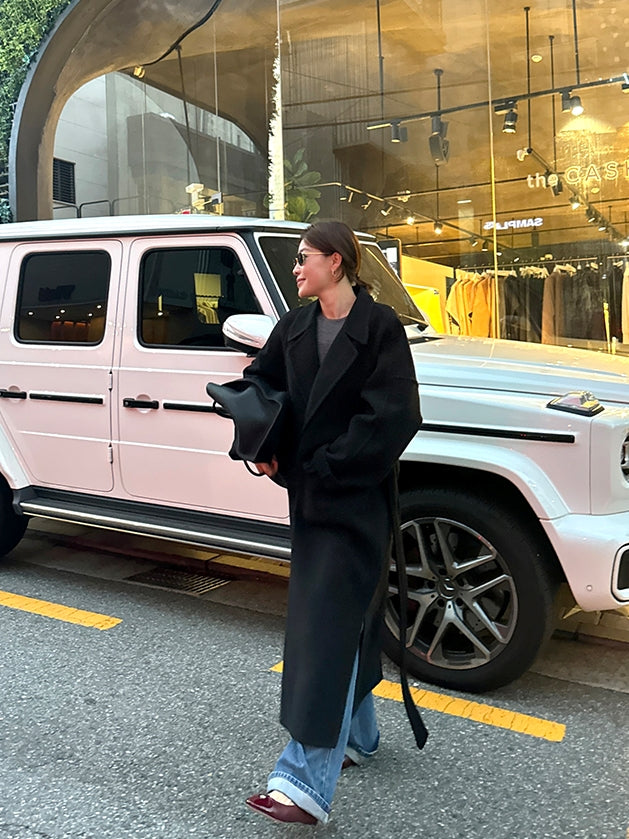 Black Relaxed-Fit Long Coat_BDHL7920