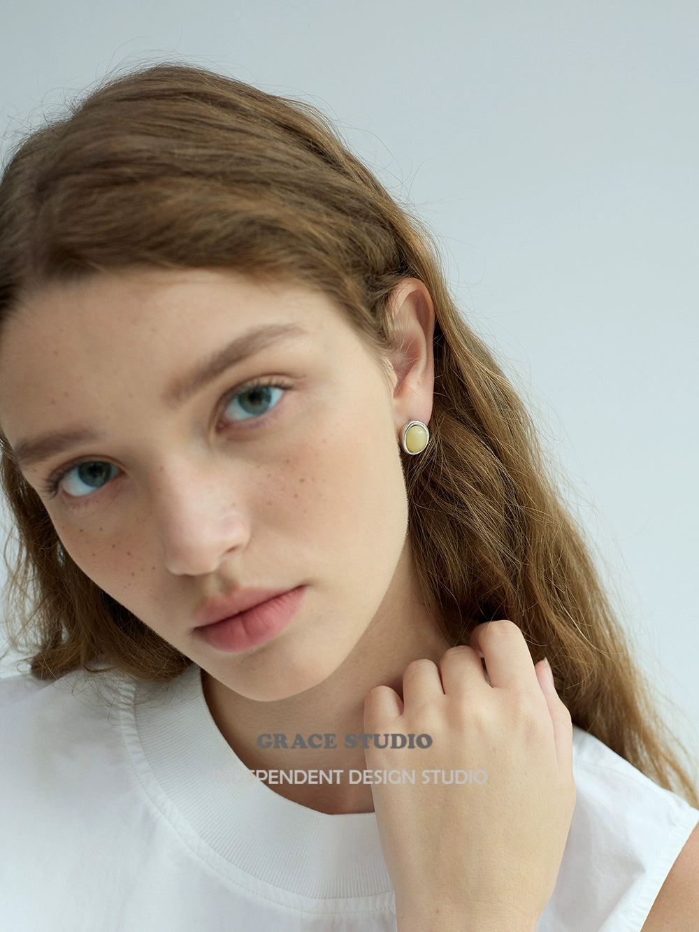 Natural Gem Dome Pierced Earring_BDHL7672