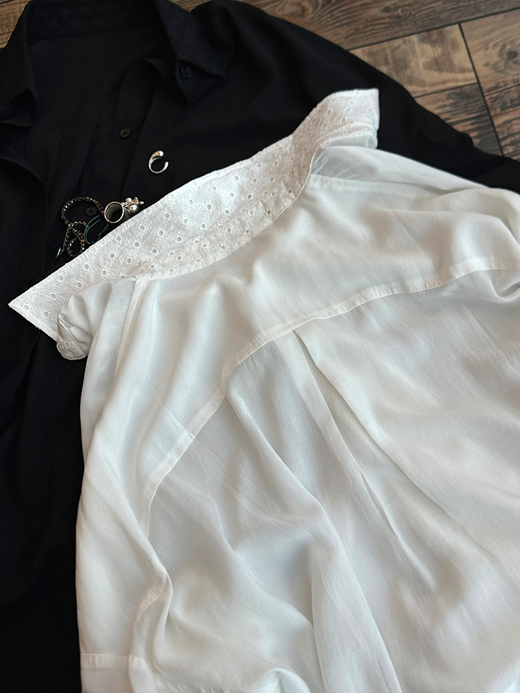 Lace-Stitched Thin Shirt_BDHL7272