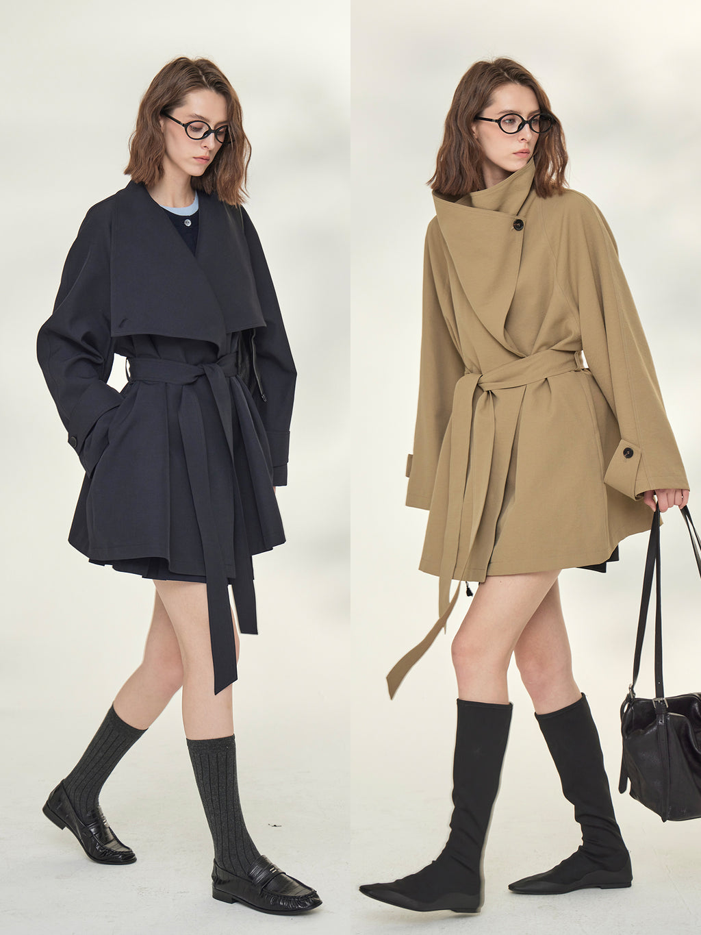 Tide Drawstring Short Trench Coat_BDHL7735