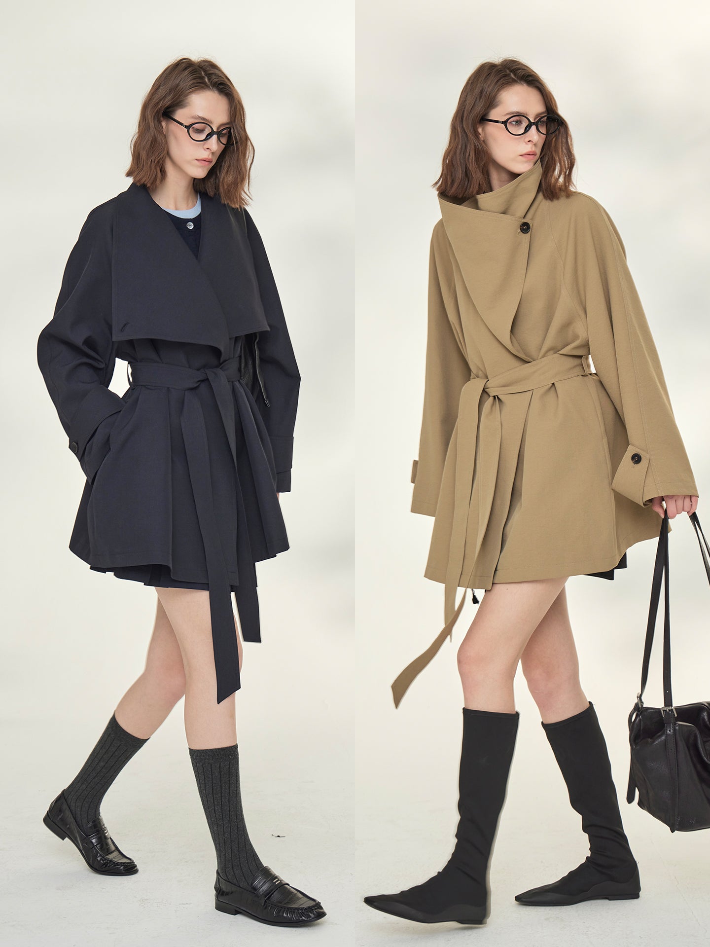 Tide Drawstring Short Trench Coat_BDHL7735
