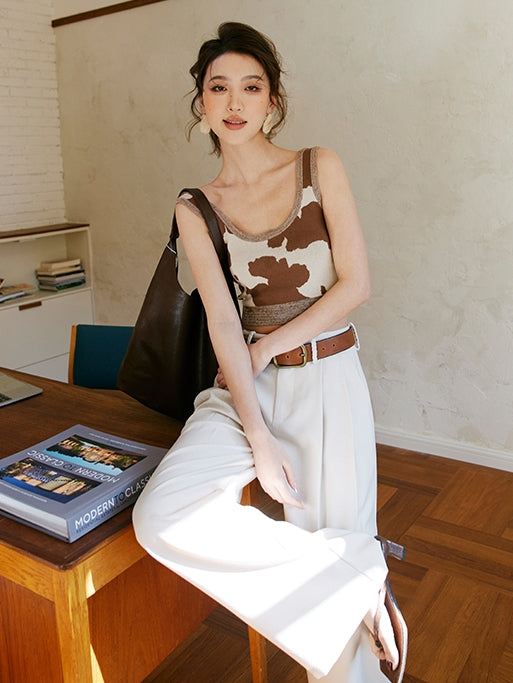 Cow U-Neck Short Tank Top_BDHL7475