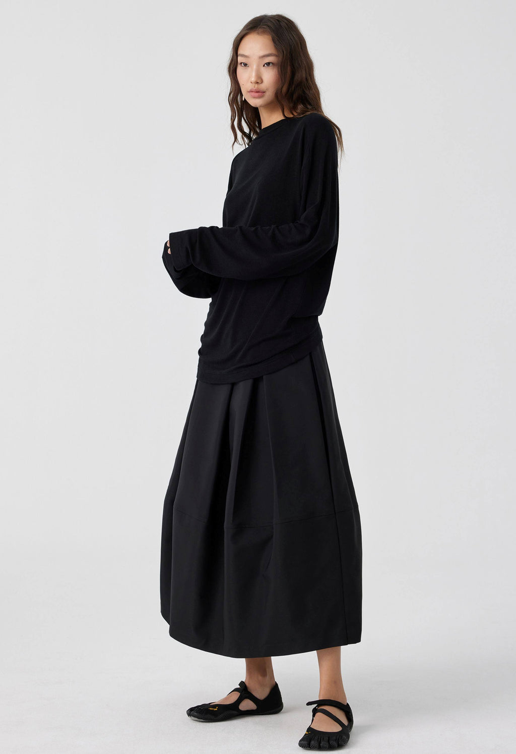 Pleated Bubble Long Skirt_BDHL8168