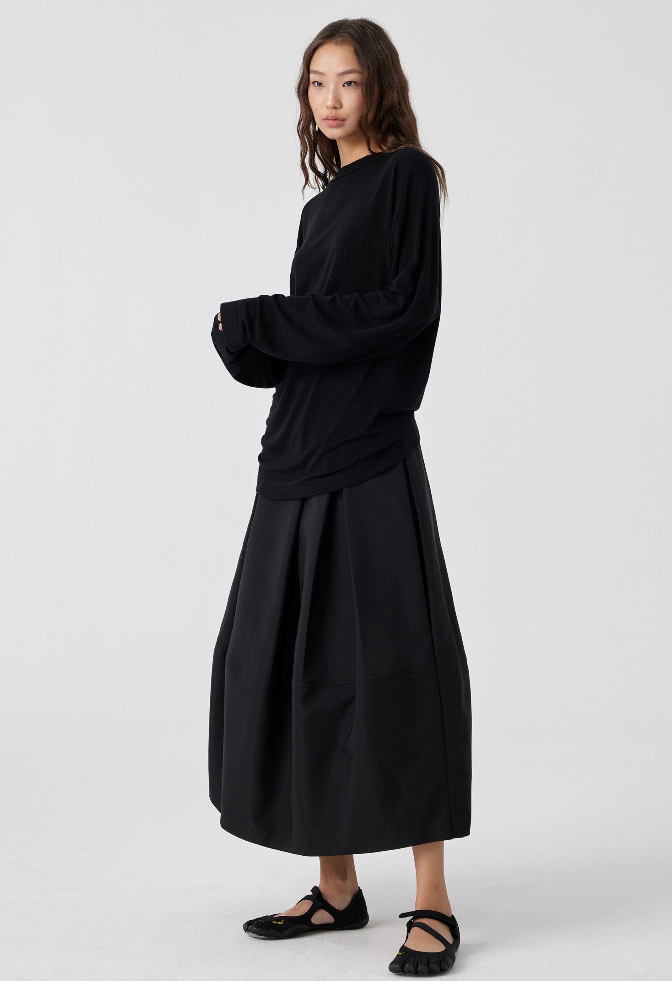 Pleated Bubble Long Skirt_BDHL8168