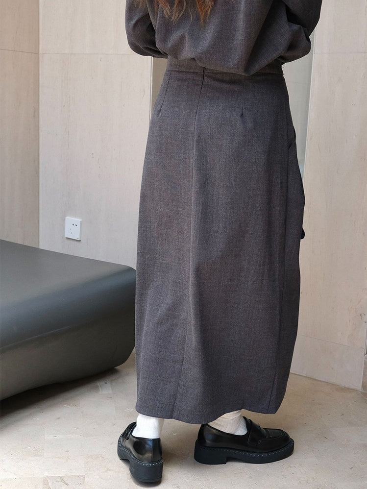 Irregular Pleated Long Skirt_BDHL6523