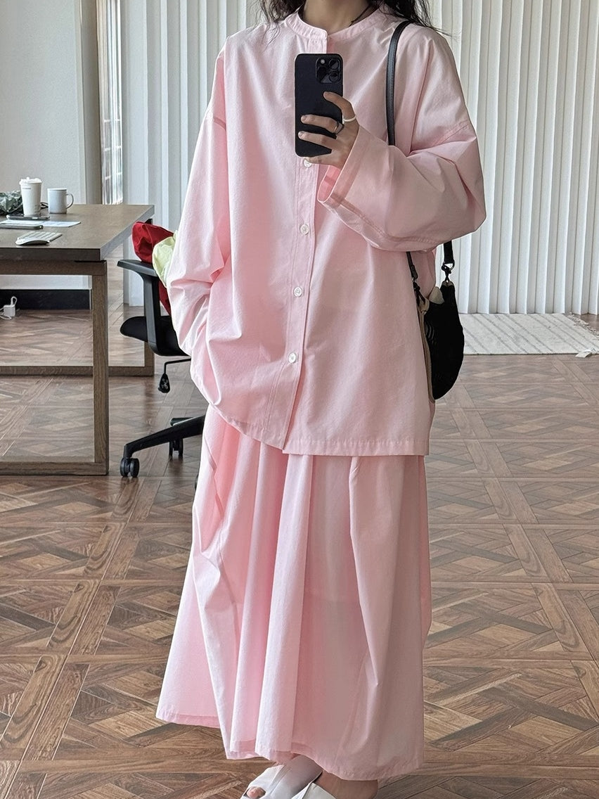 圓領寬鬆襯衫_BDHL7377