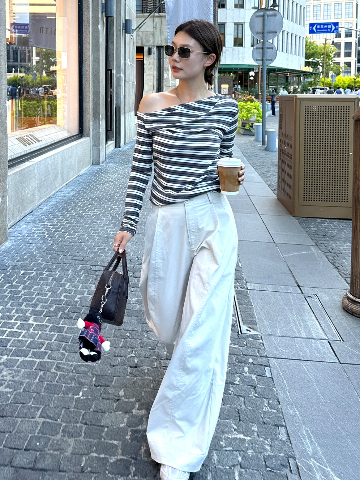 One-Shoulder Long-Sleeved T-Shirt_BDHL7734