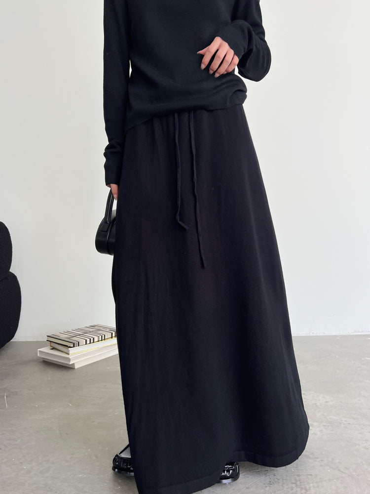 Knitted Draped Maxi-Length Skirt_BDHL6549