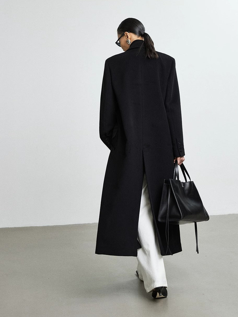 Black Relaxed Fit Coat_BDHL8167