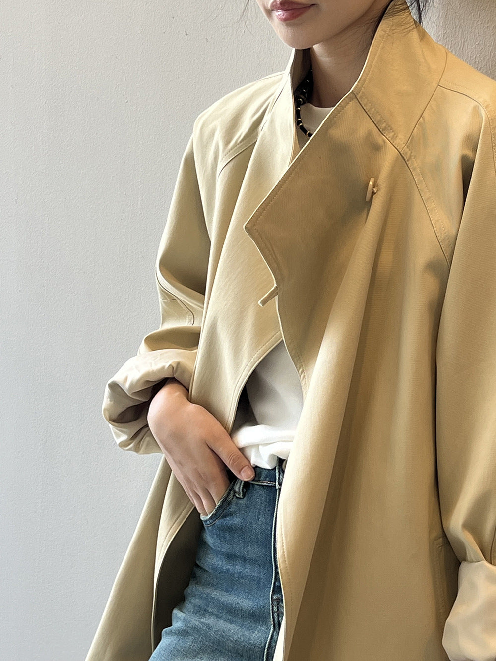 Retro Stand Collar Trench Coat_BDHL7126