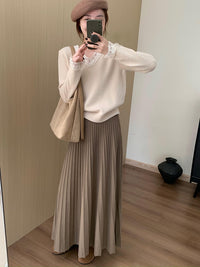 High Waist Slim Pleated Skirt_BDHL7055