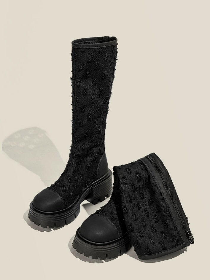 Back Zipper Mesh Boots_BDHL5918