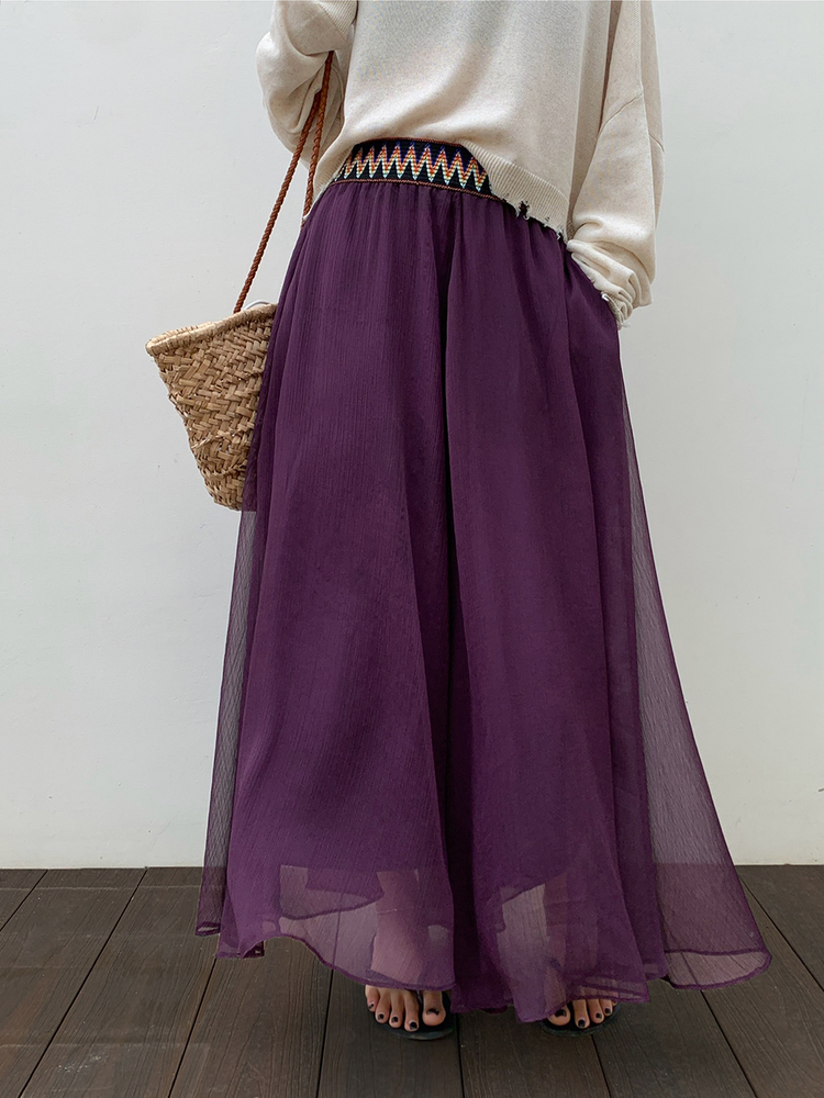 Ethnic Style Draped Long Skirt_BDHL6133