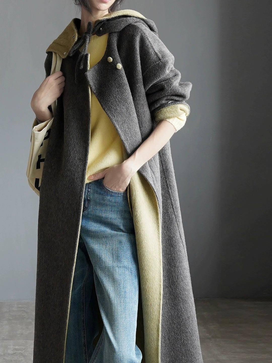 Hooded Relaxed Fit Long Coat_BDHL7926