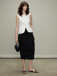 Bud Pleated Skirt &amp; Round Neck Vest_BDHL6331