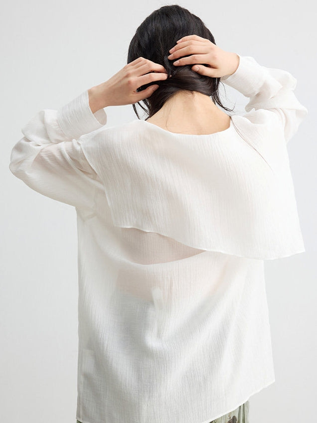 Asymmetrical Loose-Collar Blouse_BDHL8155