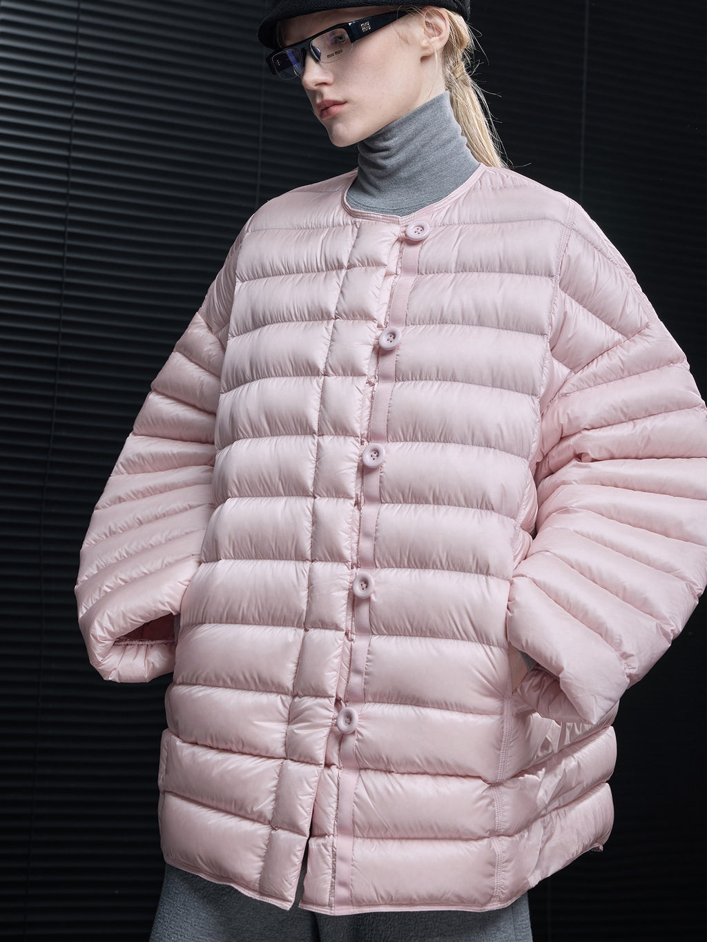 厚針織圓領羽絨外套_BDHL8075