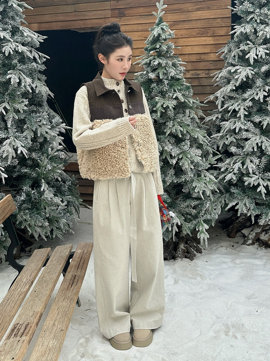 撞色毛絨背心_BDHL8087