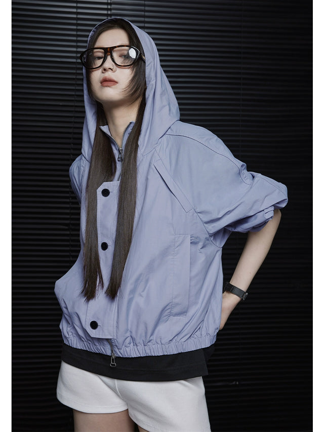 moment purple blue anti-bleaching coat women 2024 new low-profile beautiful western style unique leisure sportswear 