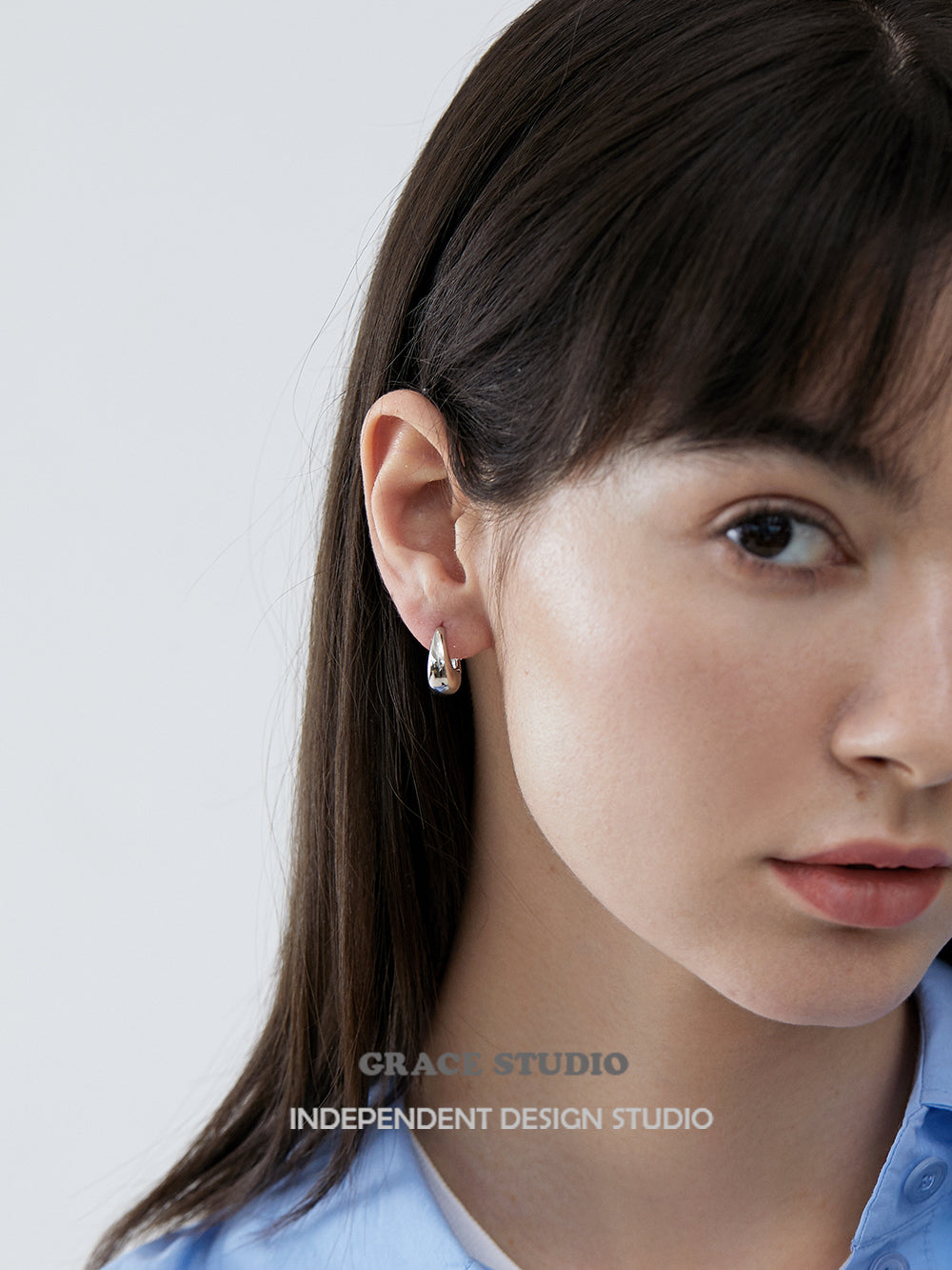 Glossy Dome-Shaped Hoop Pierced Earrings_BDHL7675