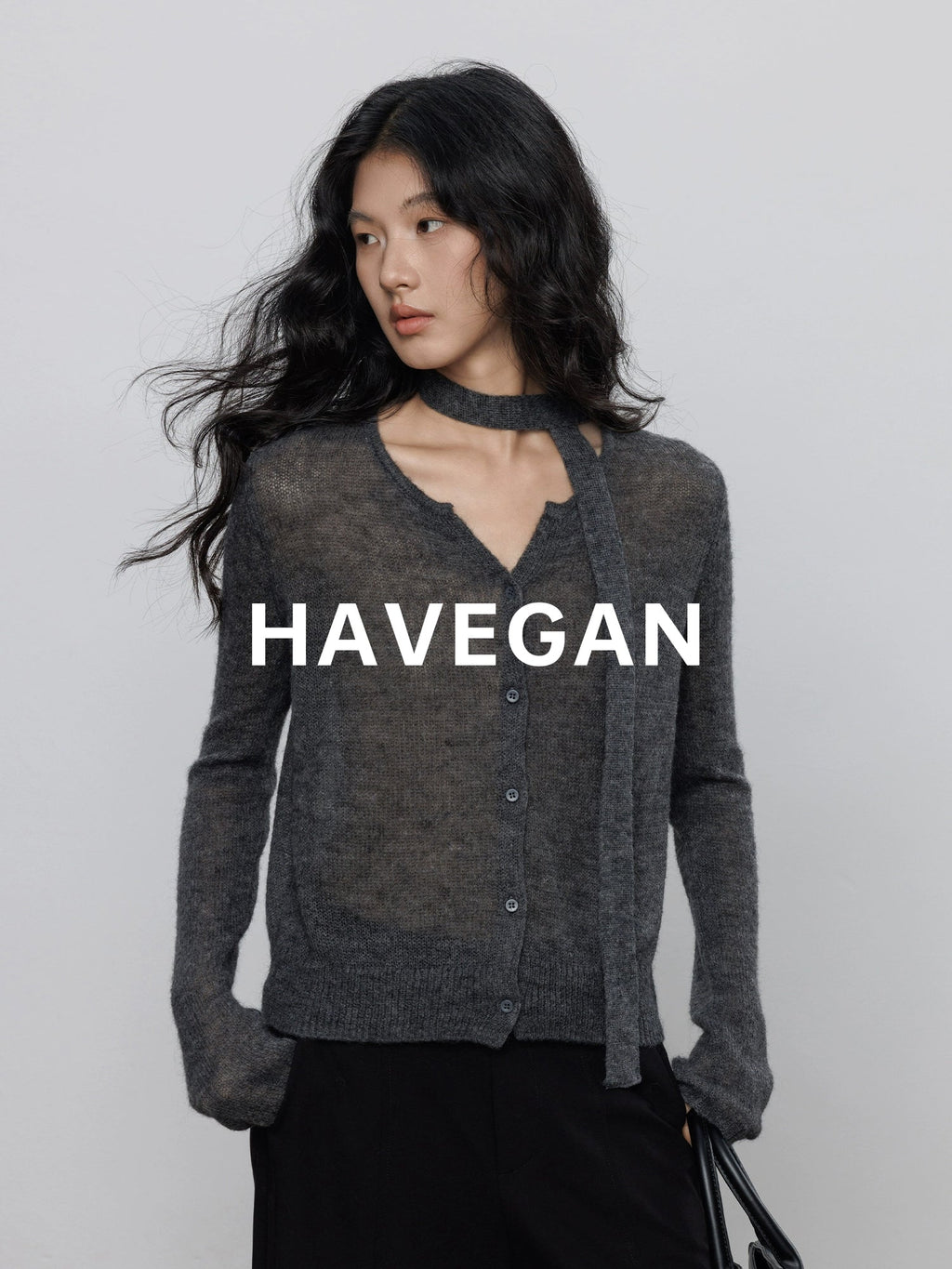 V-Neck Sheer Knit Cardigan_BDHL7783