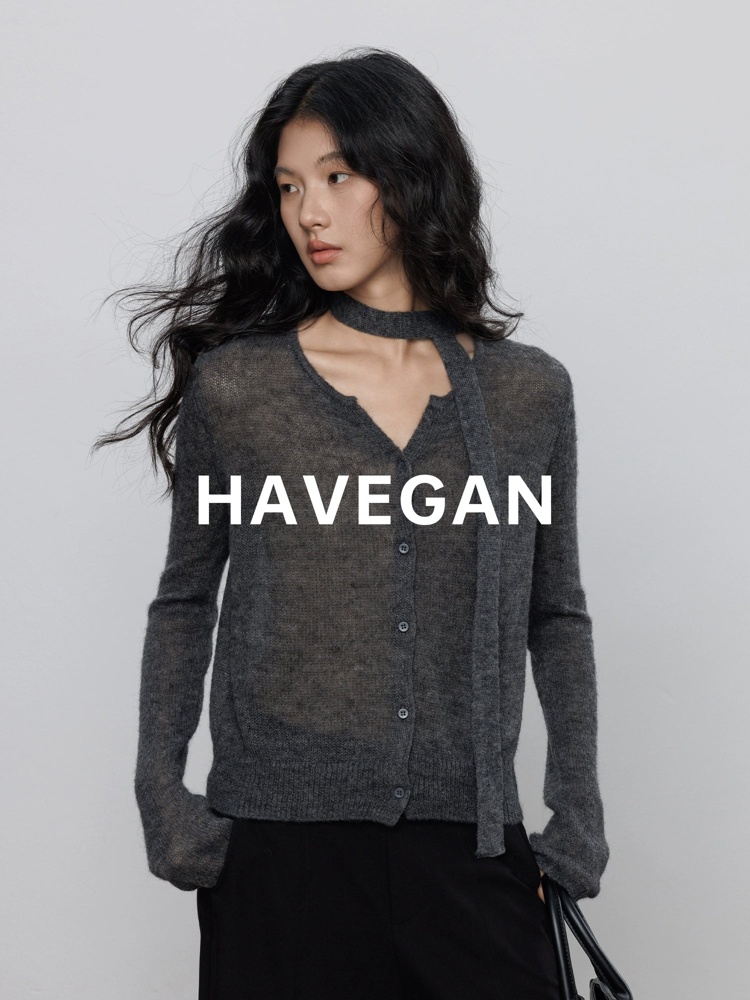 V-Neck Sheer Knit Cardigan_BDHL7783