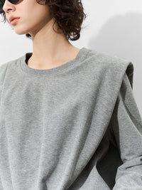 Asymmetric Round Neck Sweatshirt_BDHL7014