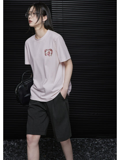 Light Pink Short-Sleeved T-Shirt_BDHL5857