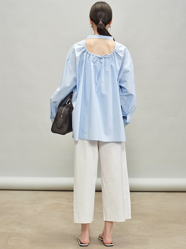 Back Drawstring Pleated Tops_BDHL7335