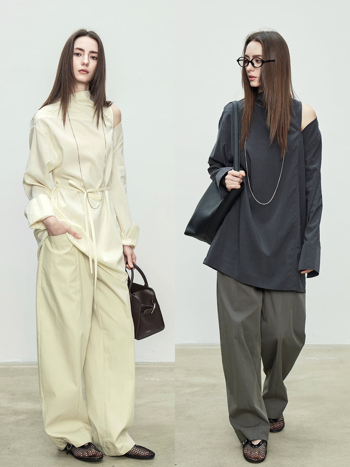 Off-Shoulder Asymmetrical Relaxed Shirt_BDHL7076