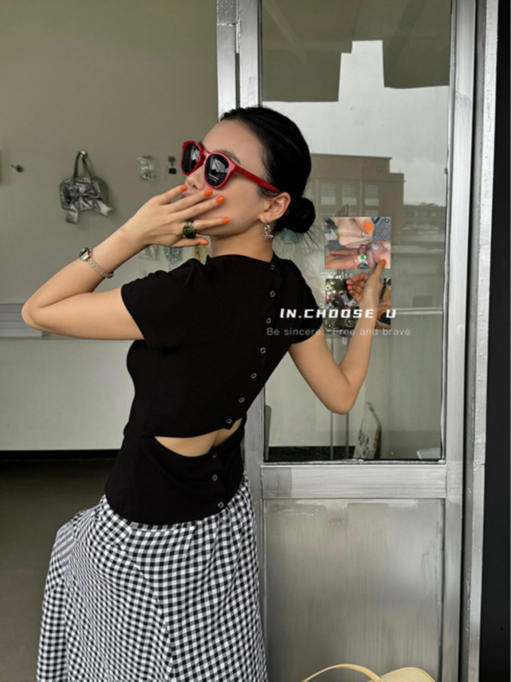 Cutout-Back Slim Fit Tee BDHL8365