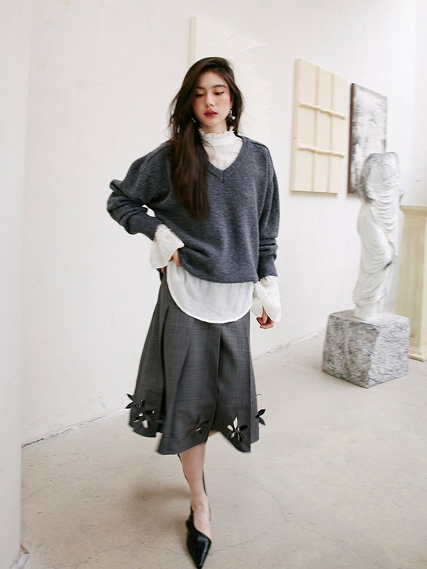 Ruffle High-Neck Sheer Blouse_BDHL6751