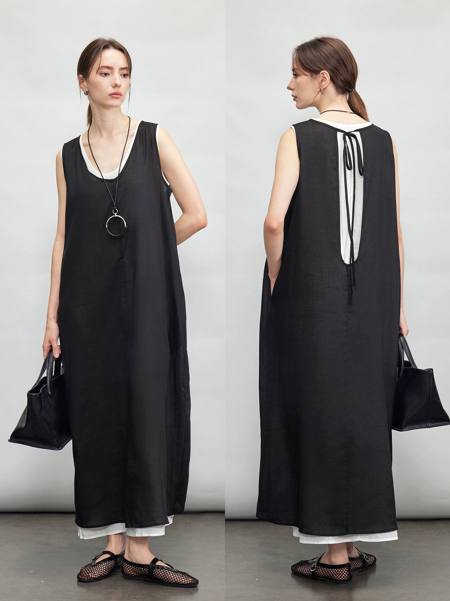 U-Neck Sleeveless Dress Set_BDHL7599